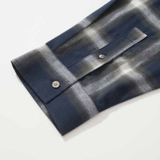 中性款纯棉格纹长袖衬衫001 商品图2