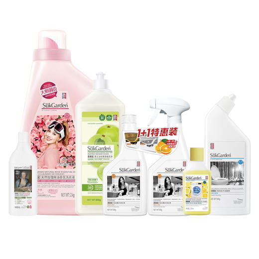 （送手提礼袋）谷爱凌同款蔬果园清洁大礼包含4斤玫瑰精油香氛洗衣液*1+油污净500g*2+青玉油杆800g餐具净*1+500g松木洁厕*1+250ml洗衣机清洁剂*1+200g青蒿除菌内衣裤洗衣液*1 商品图0