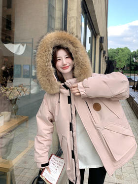 预售7~15天  新国标90白鸭绒！【雅鹿 派克羽绒服9118款】大毛领连帽工装羽绒服  户外加厚派克羽绒服