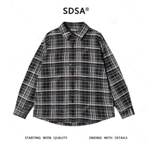 6503SDSA男士秋冬新款痞帅男装美式复古撞色格纹翻领长袖T恤时尚衬衣 商品图0