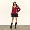 Ariseism 美式复古设计感红色格陵纹毛衣开衫女秋季新款修身上衣 商品缩略图4