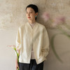 牧衣游原创 提花丝麻短外套女秋季百搭简约白色质朴中式开衫 轻鸾 商品缩略图0