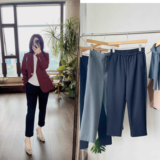 【一件搭所有】噢蜜ooomeooo松紧腰磨毛九分裤 商品图0