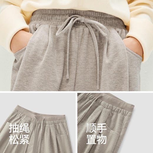 森马休闲裤女秋季打褶垂感宽松阔腿裤2025新款简约日系慵懒糯米裤 商品图3