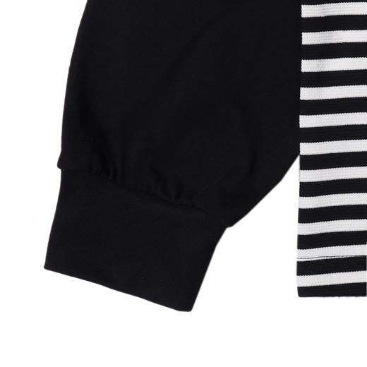 SDSA男士秋冬新款痞帅男装潮牌拼接撞色条纹刺绣字母圆领长袖T恤 商品图3