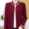 28-1338春秋季新款中年人短款假两件羊毛针织开衫2025年新款百搭外套上衣 商品缩略图2