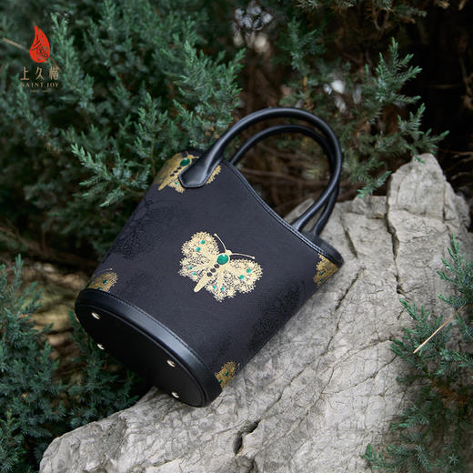 上久楷新中式国风宋锦腋下包 手提包 黑金蝴蝶BWS25A0201 商品图2