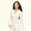 Ariseism 美式复古设计感v领白色polo长袖针织衫女秋季新款上衣 商品缩略图2