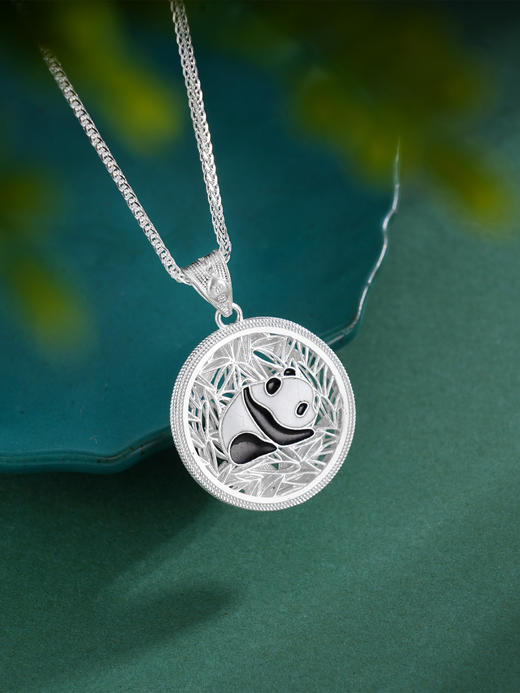 子佩集S990银【竹林隐士】双面套链项链【DSDZ002】大师工坊原创作品花丝珐琅彩绿玉髓熊猫 商品图1