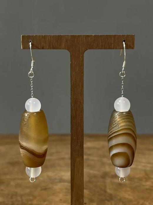 褐灰缠丝玛瑙橄榄珠首饰两件套，顺丰包邮 商品图8