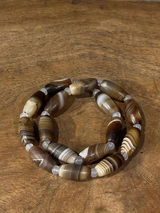 褐灰缠丝玛瑙橄榄珠首饰两件套，顺丰包邮 商品图1