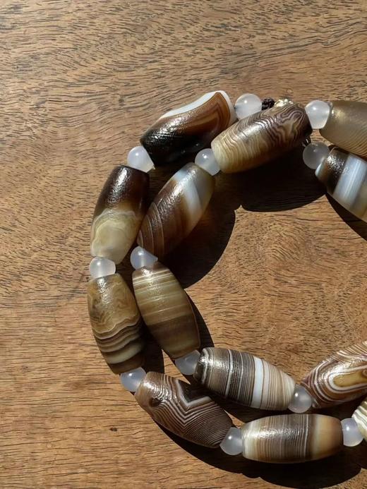 褐灰缠丝玛瑙橄榄珠首饰两件套，顺丰包邮 商品图4