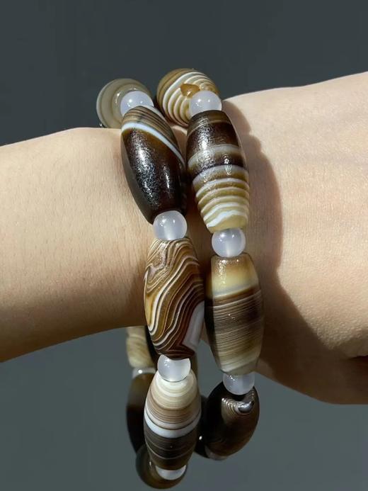 褐灰缠丝玛瑙橄榄珠首饰两件套，顺丰包邮 商品图2