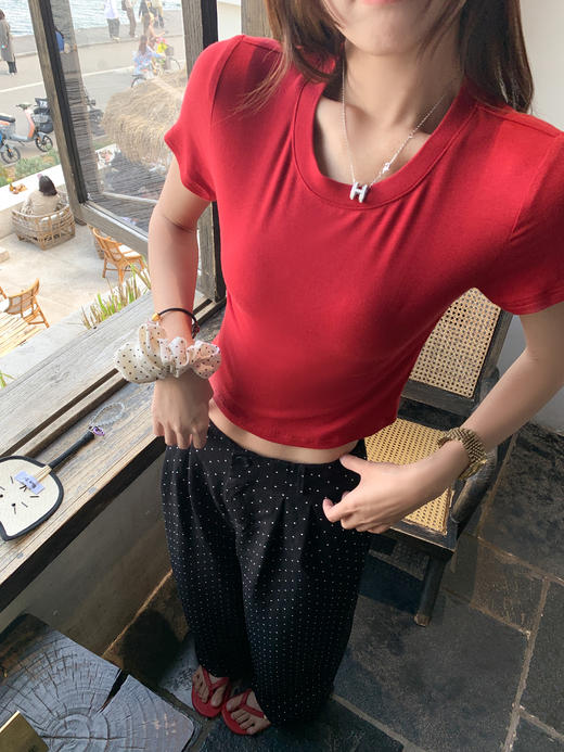 <曾小咸推荐>现货秒杀！微信超特价！设计感2色短款后背系带短袖T恤 日常89.99 立减50 秒杀39.99！ 商品图11