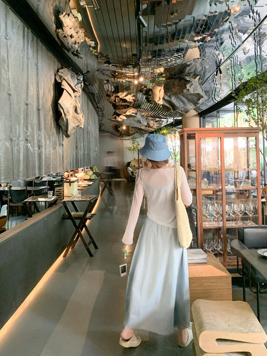 【149元任选2件】现货！韩系温柔蓝色松紧腰宽松A字半身裙or罩衫2件套 商品图9