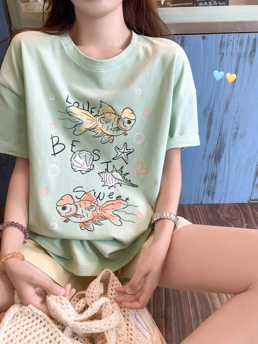 【110元任选2件】最后一波现货！海洋生物涂鸦印花T恤短袖or黄色短裤 商品图13