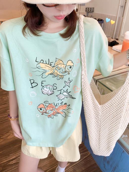 【110元任选2件】最后一波现货！海洋生物涂鸦印花T恤短袖or黄色短裤 商品图6