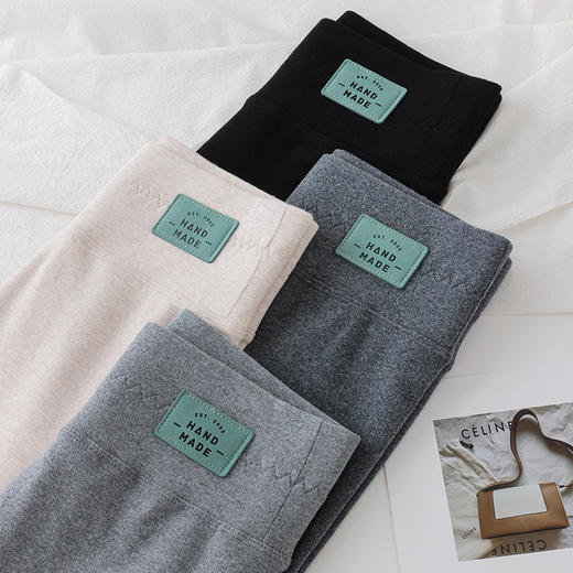 灰色打底裤女外穿春秋纯棉薄款高腰长裤新款紧身弹力大码九分棉裤 商品图4