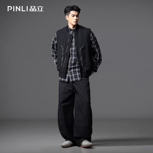 PINLI品立春季新款棒球领宽松梭织马甲无袖外套男GD253107109 商品图1