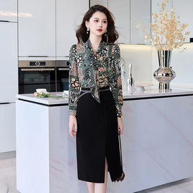 2025秋季上新优雅显瘦豹花上衣两件套HBLJRA985-6