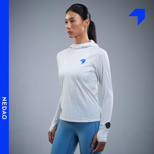 内道新品聚能卷带帽长袖女士抗湿冷干爽马拉松户外越野跑步长袖 商品图3