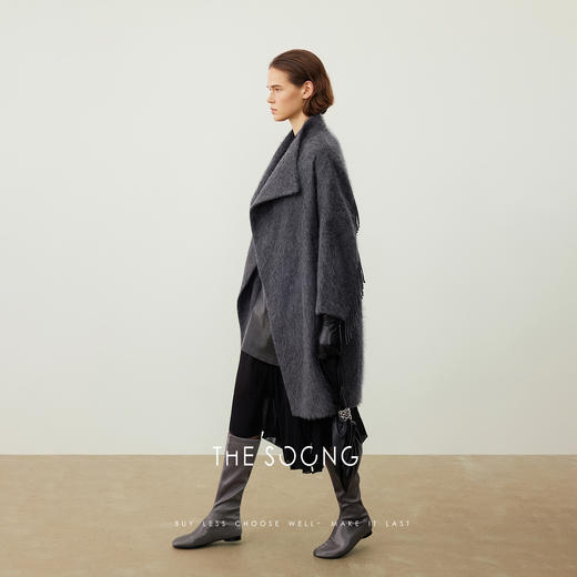 THESOONG/山羊绒外套女秋冬2025新款羊毛大衣女长款气质流苏HWDY7588 商品图2
