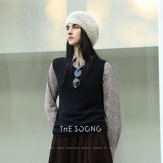 THESOONG/羊毛羊绒内搭马甲背心女针织慵懒风高级感微透HWBX7907 商品图1