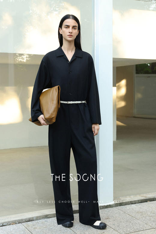 THESOONG/羊毛混纺连体衣女秋季polo领套装中长款HBKZ7392 商品图8