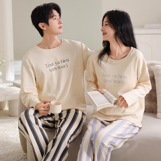 2025年新款情侣睡衣春秋款女纯棉长袖夏季薄款男士睡衣女士家居服套装学生睡衣女 商品图2