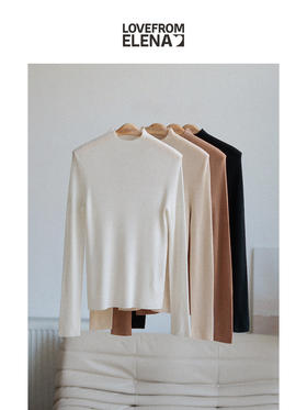 “可机洗丝羊绒” 一体织 半高领 针织打底衫