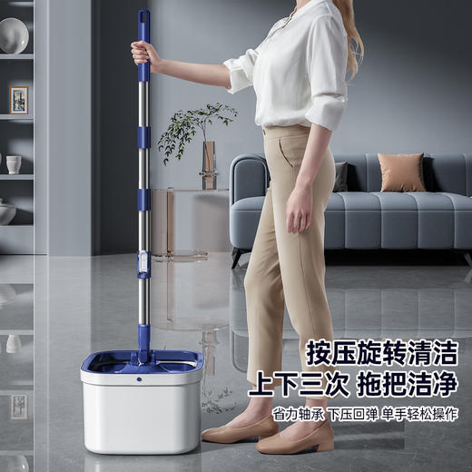 「净污分离！高颜值」大号干湿两用拖地拖把家用套装mop净污分离旋转拖把桶懒人清洁工具桶 商品图1