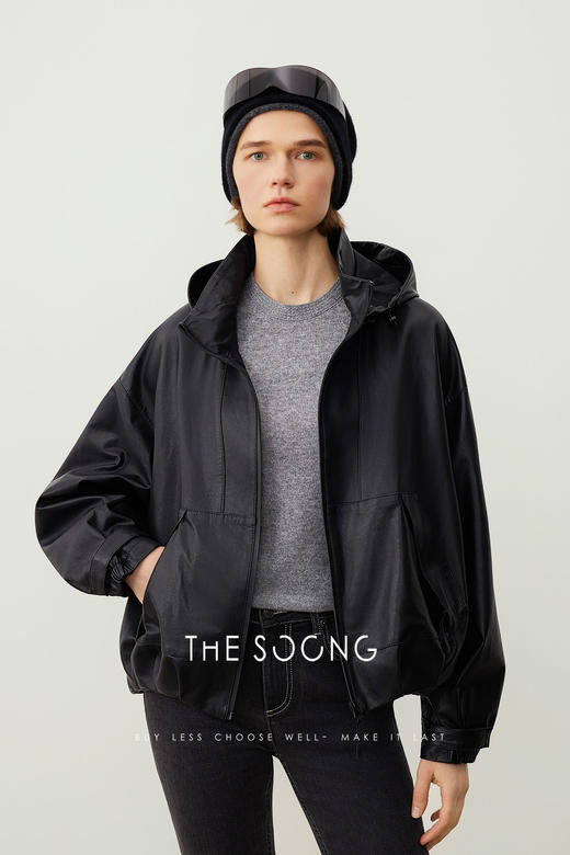 THESOONG/土耳其进口真皮羊皮衣外套开衫女秋冬连帽上衣HWPY7784 商品图7