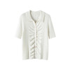 S·Y·C【彩扣领衫】羊毛+桑蚕丝Polo领褶皱设计针织开衫短袖SYM25049 商品缩略图3