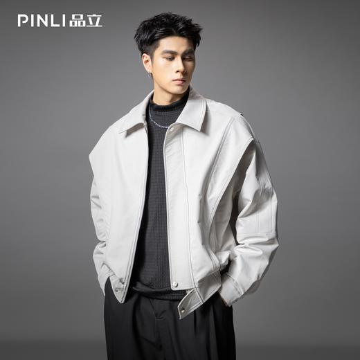 PINLI品立2025秋季新款翻领宽松工装夹克男潮牌百搭休闲廓形外套GD253104006 商品图2