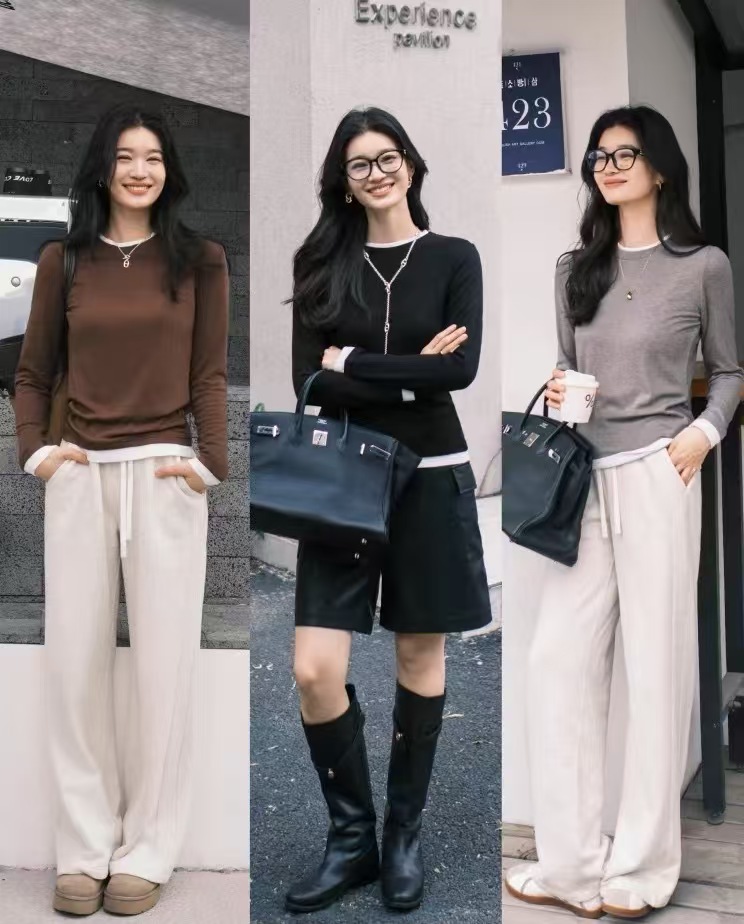 美洋同款假两件软糯打底衫叠穿王者巨显瘦