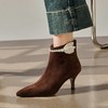 【预售5天】法式珍珠花细跟小短靴女秋冬季新款尖头高跟气质时装靴百搭及踝靴YS&YSX7090 商品缩略图0