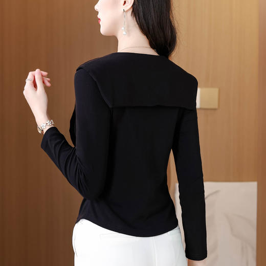 设计感刺绣披肩长袖T恤，休闲百搭修身显瘦上衣KQL-355H8301 商品图3