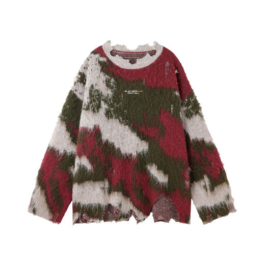 BJHG不计后果复古战损风毛衣男款秋2025新款羊毛针织衫情侣毛衣女 商品图4