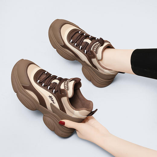 丁摩 老爹鞋女春秋新款运动鞋厚底内增高百搭女士休闲单鞋子女5ZF-9222 商品图3