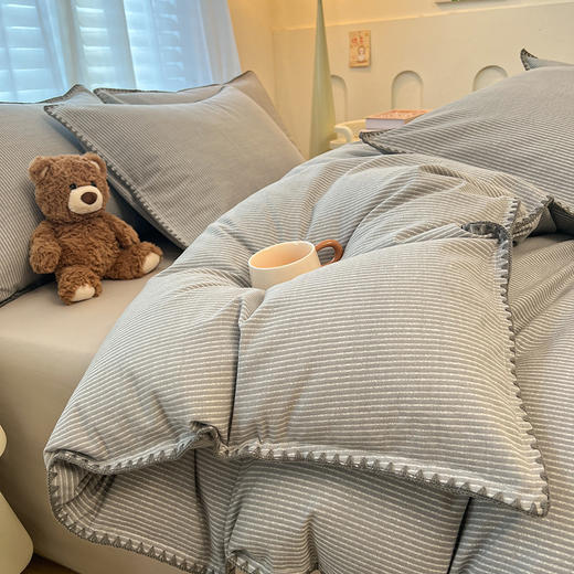 100%全棉磨毛四件套格纹秋冬床品 商品图9