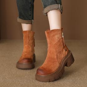 FR 85019复古马丁靴防滑耐磨真皮厚底休闲短靴