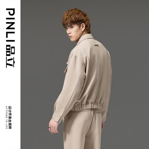 PINLI品立秋季新品西装领休闲夹克男士纯色潮牌短款夹棉外套B233104043 商品图2