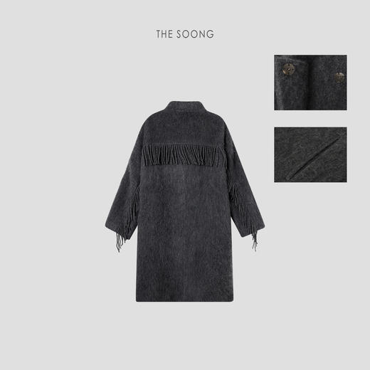THESOONG/山羊绒外套女秋冬2025新款羊毛大衣女长款气质流苏HWDY7588 商品图7
