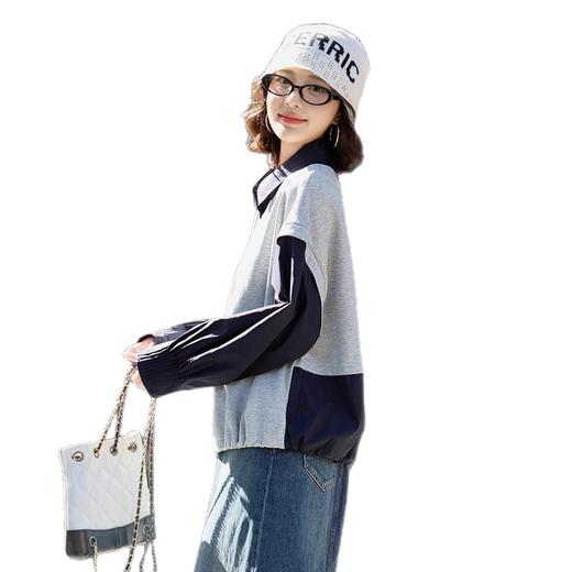 知性假两件POLO领美拉德衬衫，宽松显瘦百搭气质小资上衣HR-LDB2885 商品图4