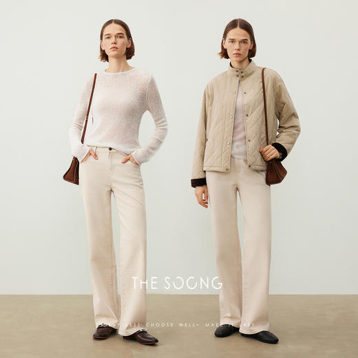 THESOONG/纯棉直筒牛仔裤女秋冬款小个子胯宽显瘦休闲裤HBKZ7460 商品图8