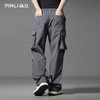 PINLI品立2025秋季新款潮牌松紧腰系带宽松多口袋直筒休闲长裤男GD253117027 商品缩略图3