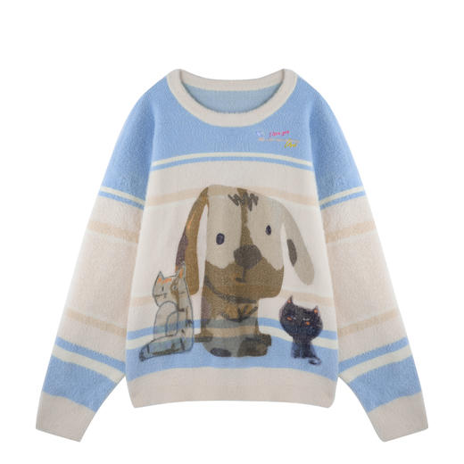 BJHG不计后果趣味针织毛衣女款新款仿貂毛重磅休闲宽松舒适毛衣 商品图4