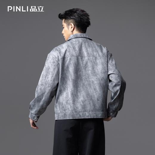 PINLI品立2025秋季新款机车风宽松翻领夹克男士潮牌休闲上衣外套GD253104090 商品图2