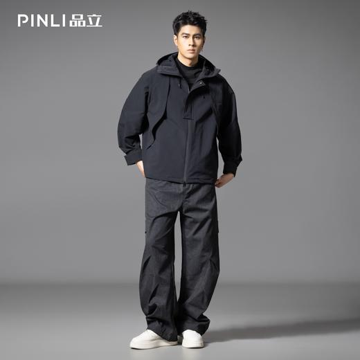 PINLI品立2025秋季新款男士宽松连帽休闲夹克工装茄克外套上衣潮GD253104007 商品图1