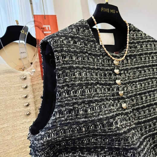 丁摩 高级感气质名媛小香风圆领无袖马甲背心外套女春秋外穿坎肩上衣潮5ZF-  9305 商品图2